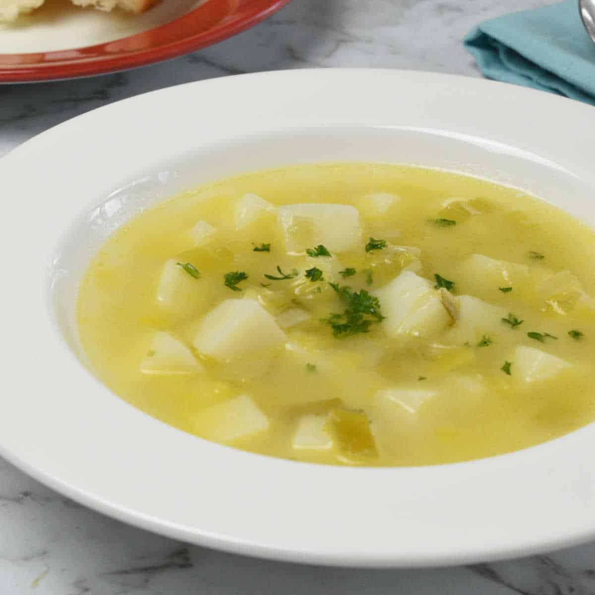 Homemade potato and leek soup.