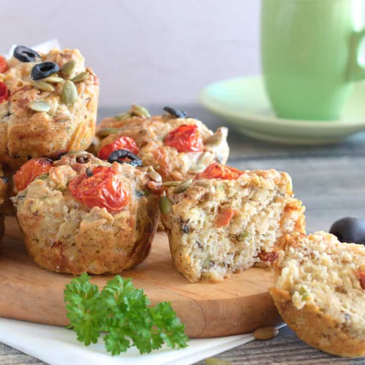 Savory muffins with sundried tomatoes.