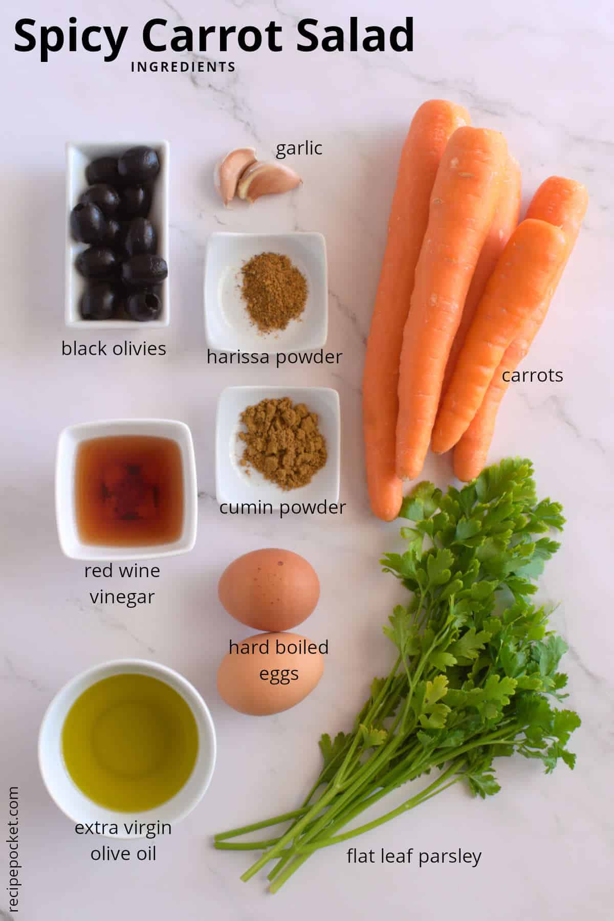 Ingredients image for spicy carrot salad.