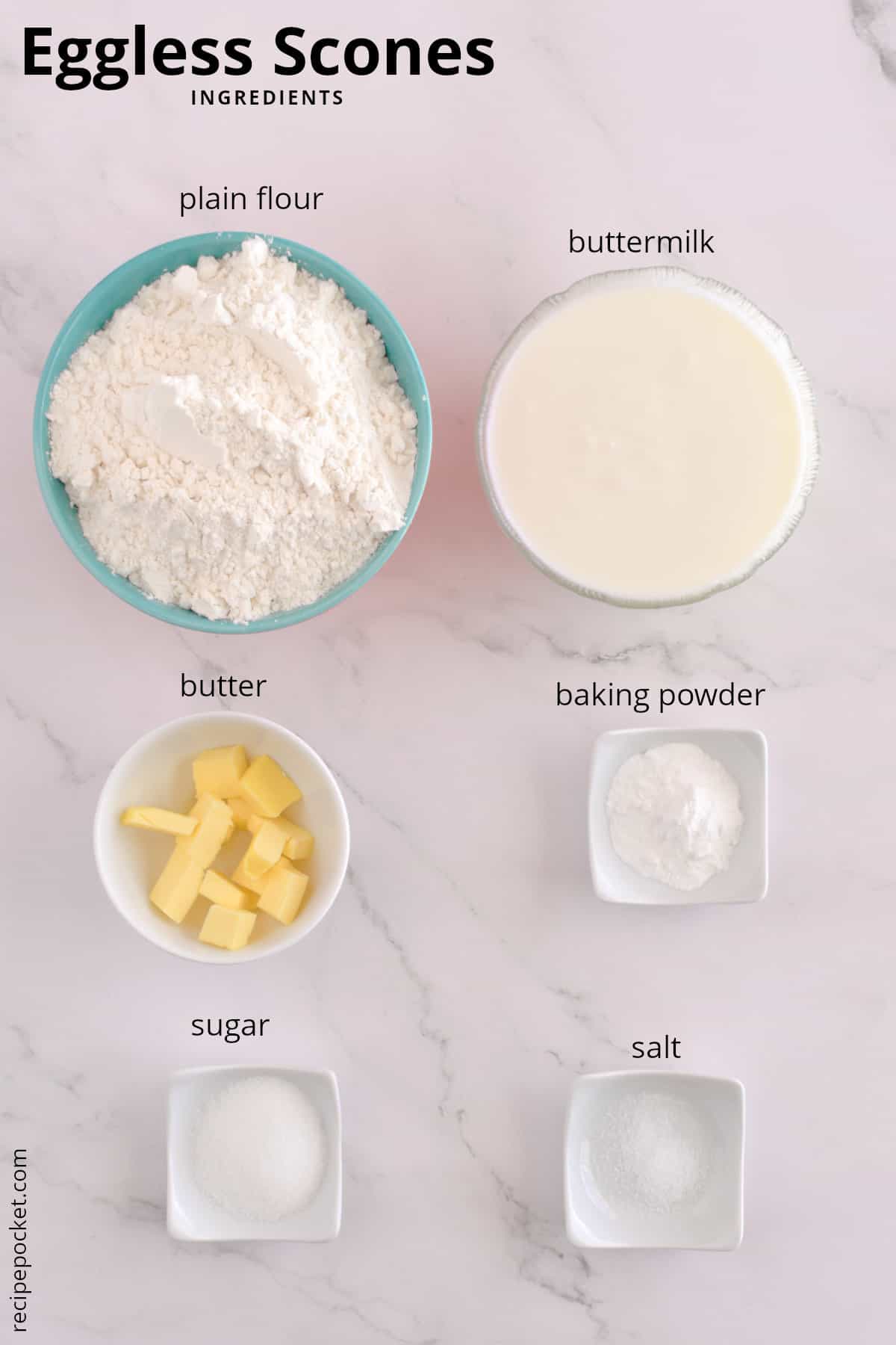 Image of ingredients for buttermilk scones.