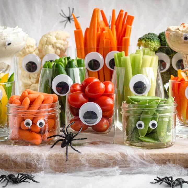 Healthy Halloween veggies trays.