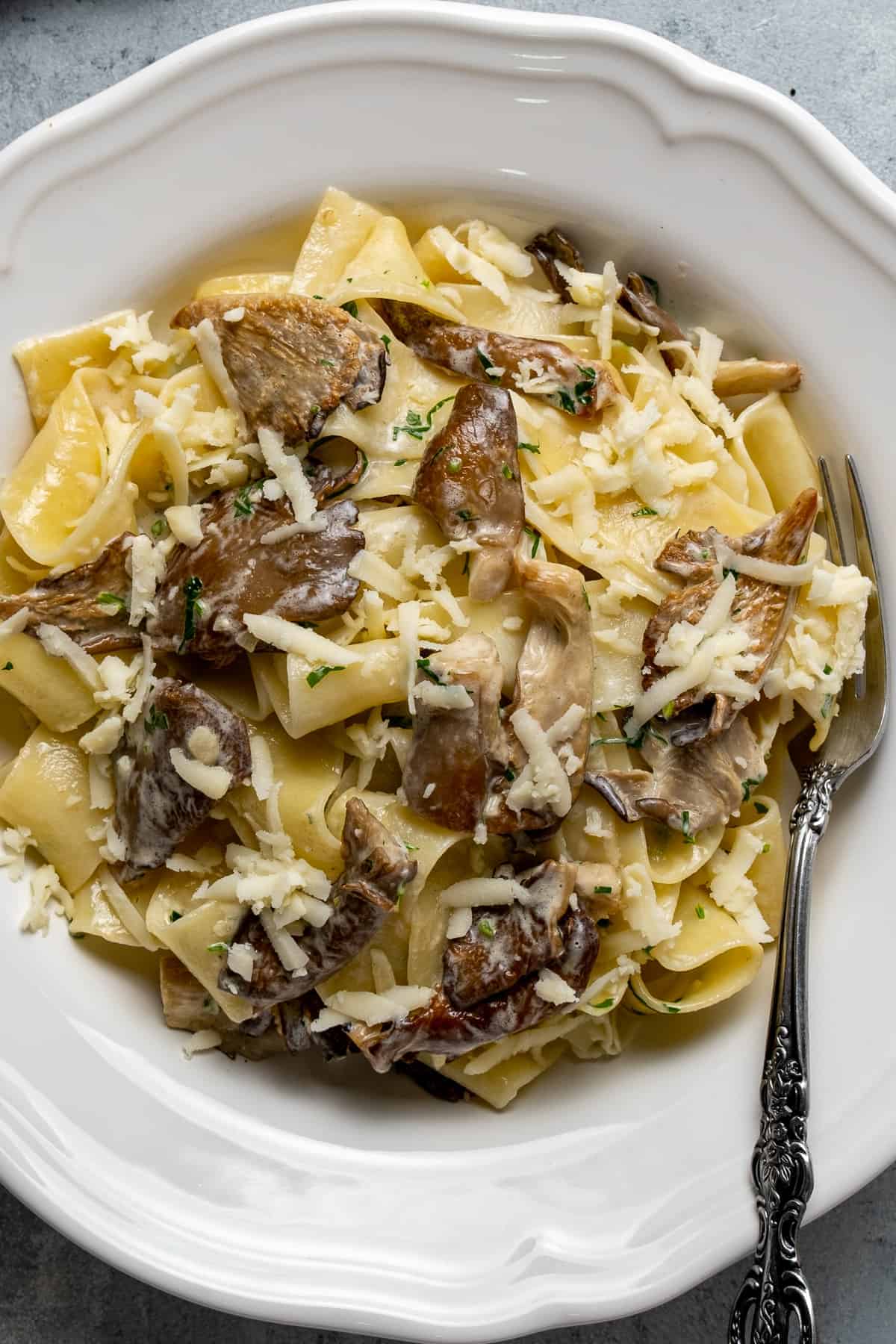 Pasta with oyster mushrooms.