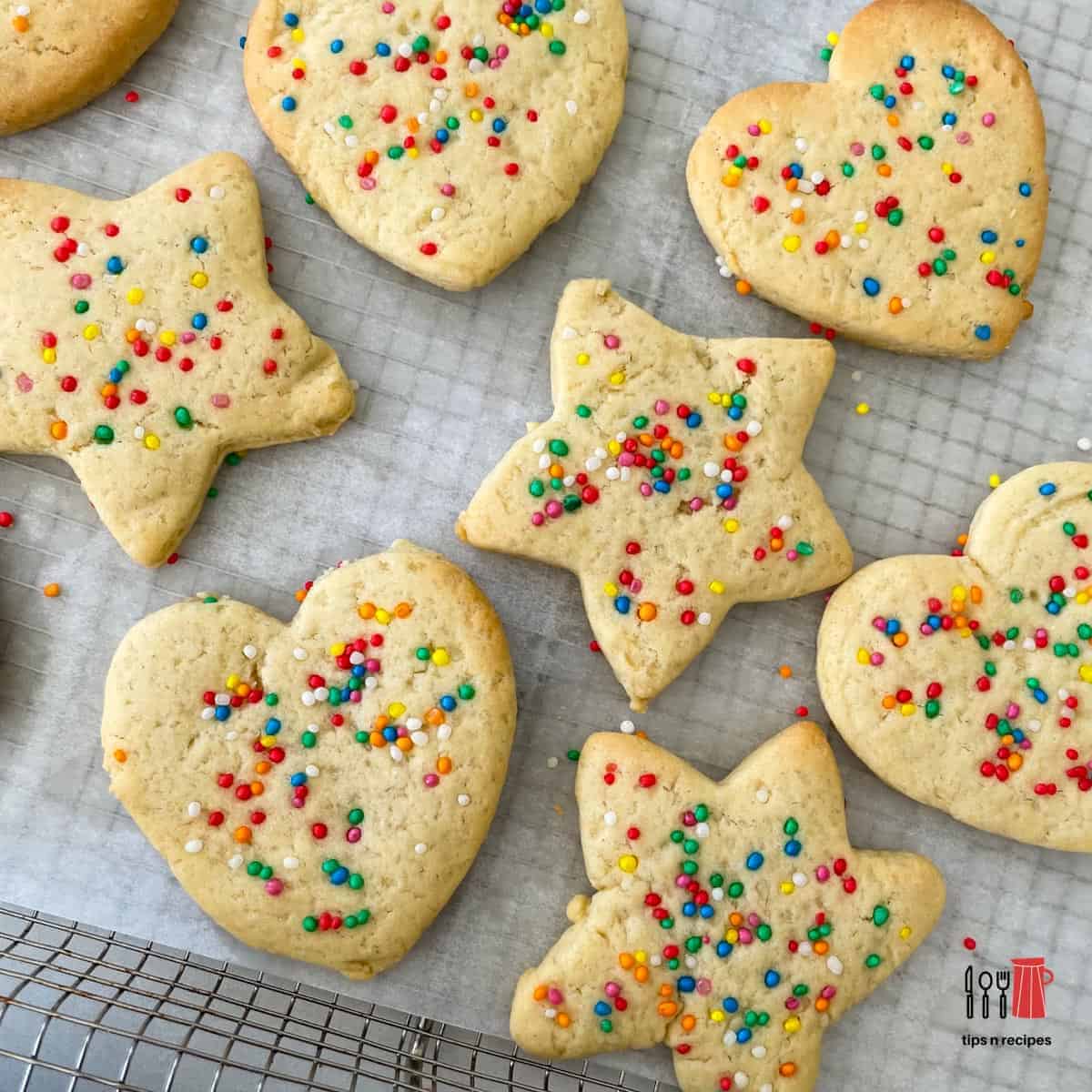 Air fryer heart and star cookies.