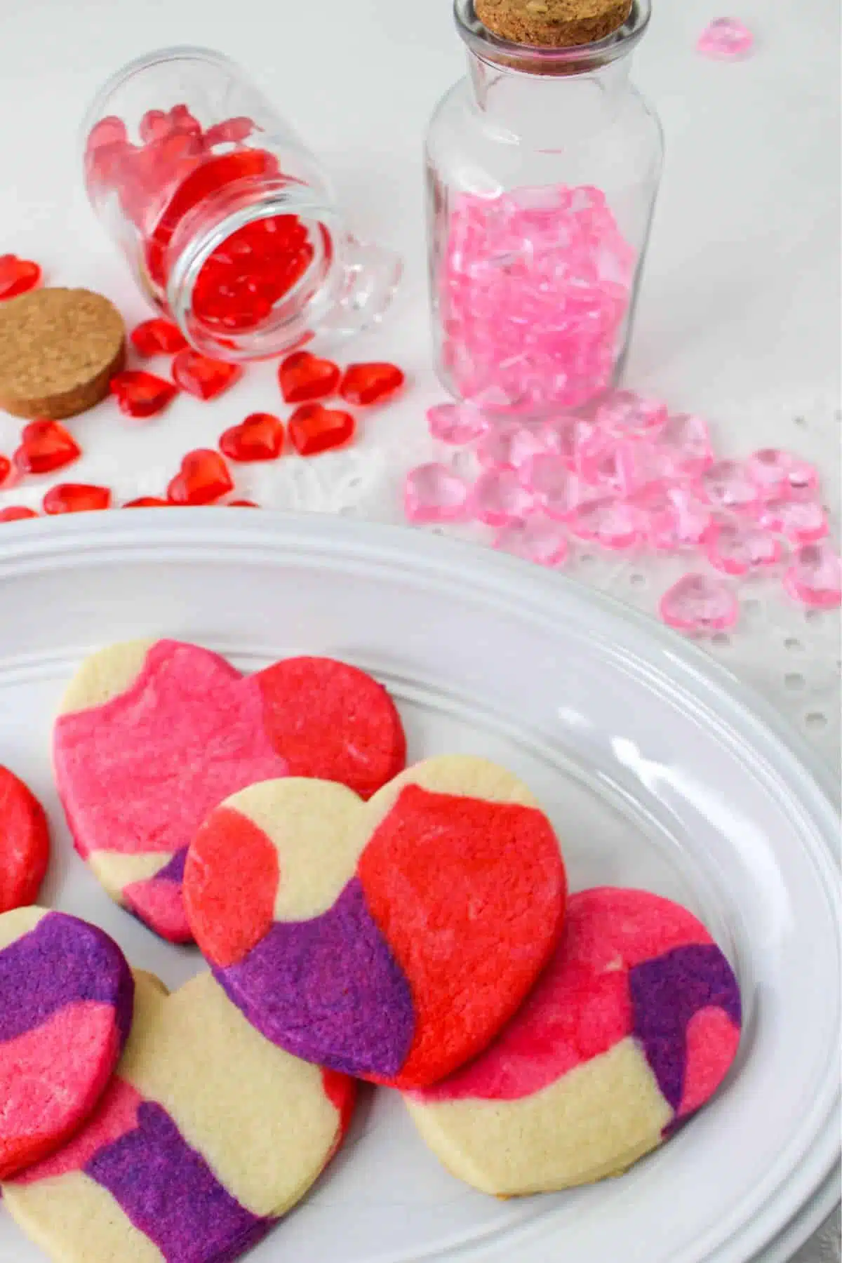 Uniced marble heart shaped cookies.