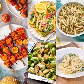 Feature image showing a collage of meatless recipes.