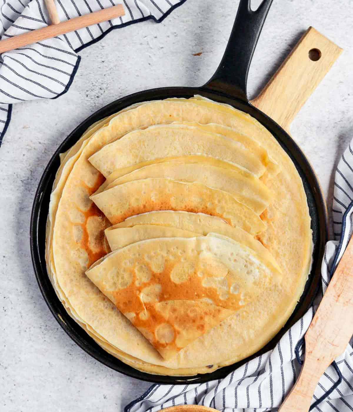 French crepes in a pan.