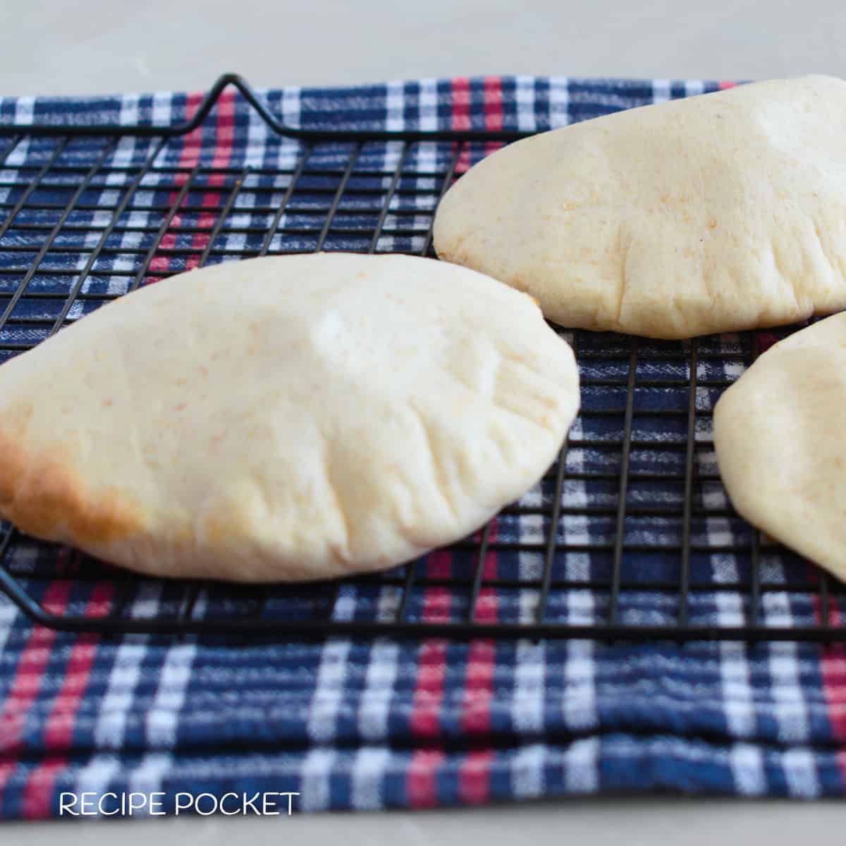 Oven baked pita bread puffed and just out of the oven.
