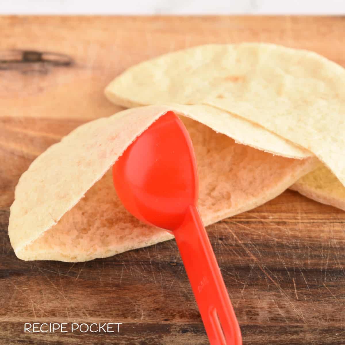 Image showing the pocket inside homemade pita pocket bread.
