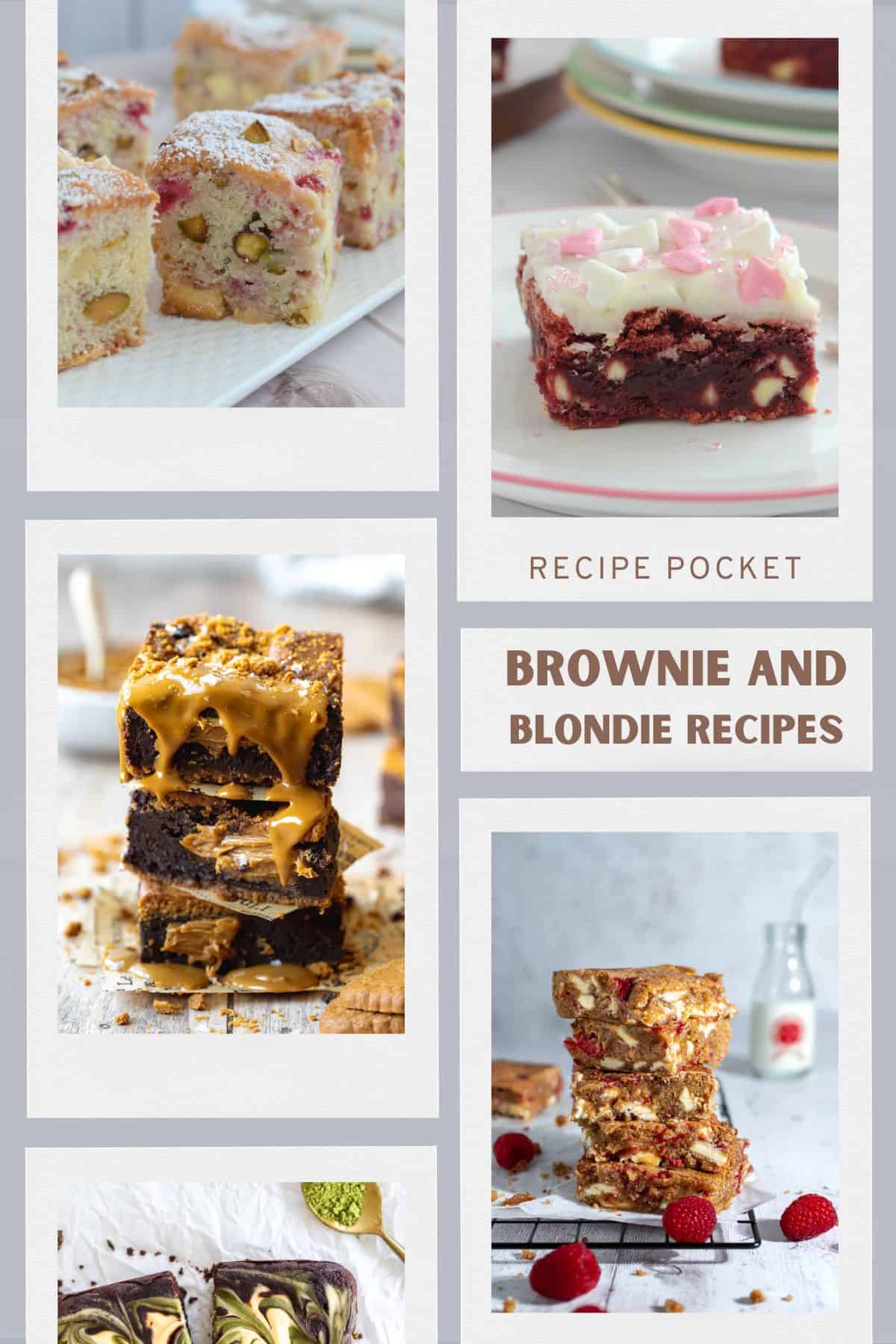 Image collage of different brownie and blondies desserts.